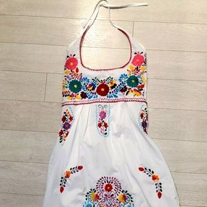 Halter White Mexican Dress